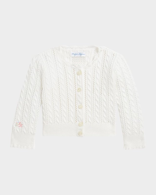 Girl's Mini Cable Knit Cardigan, Size 3M-24